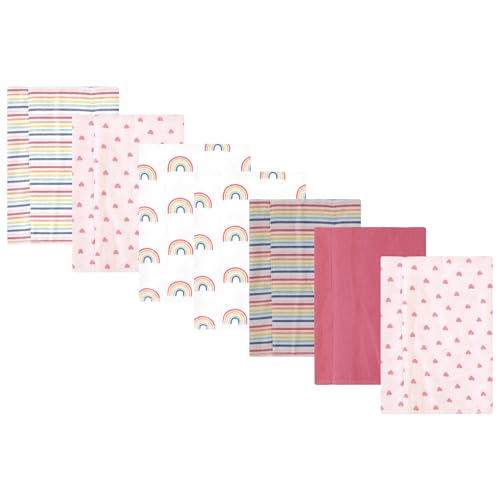 Image of Luvable Friends Hudson Baby Flannel Burp Cloths 7pk, Sweet Rainbow