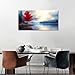 ZESTRILIA Lake Canvas Wall Art Red Maple Tree Oil Painting Reproduction Print Artwork Landscape Picture for Living Room Bedroom Home Office Kitchen Décor (20x40inch)