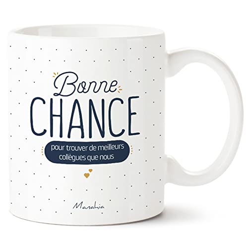 Manahia Mug Cadeau Collègue De Travail - Bonne chance pour trouver de meilleurs collègues que nous - Avec Boite Kraft - Imprimé en France - 330 mL Céramique - Tasse travail - Départ Collègue