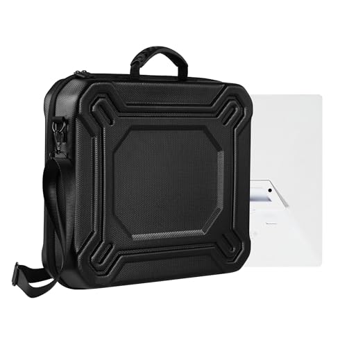 Yullmu Starlink Mini Case-Durable PU Case with Custom Grooves Shoulder Strap & Handle Fits Starlink Mini and Accessories Travel-Friendly Dustproof Black