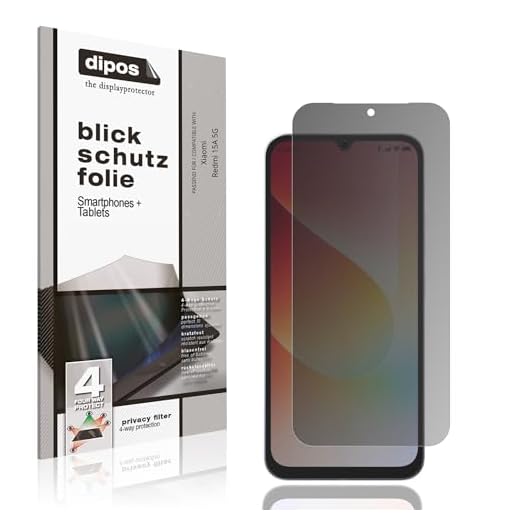 dipos I Privacy Screen Protector compatibel met Xiaomi Redmi 15A 5G 4-Way Privacy Film