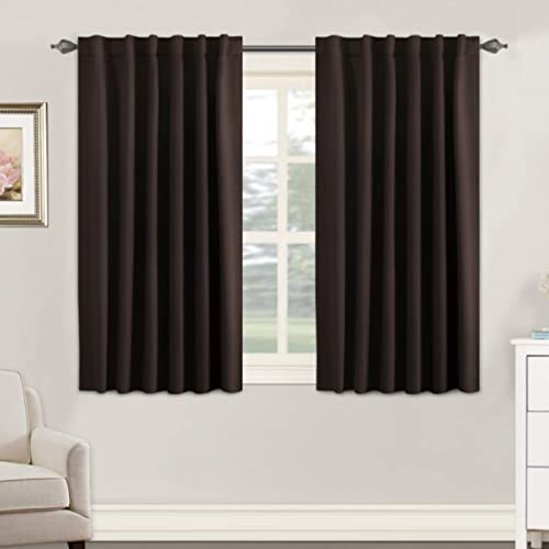 Image of H.VERSAILTEX Blackout Curtains Thermal Insulated Window Treatment Panels Room Darkening Blackout Drapes for Living Room Back Tab /Rod Pocket Bedroom Draperies, 52 x 45 Inch, Chocolate Brown, 2 Panels