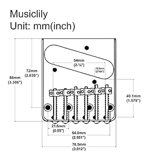 Musiclily Pro 54mm Chevalet Telecaster Vintage 6 Pontets Barrel pour Guitare électrique Style Tele, Chrome - Les Beatles, Paul McCartney, John Lennon, RIngo Starr, George Harrison Musiclily Pro 54mm Chevalet Telecaster Vintage 6 Pontets Barrel pour Guitare électrique Style Tele, Chrome – Image 2