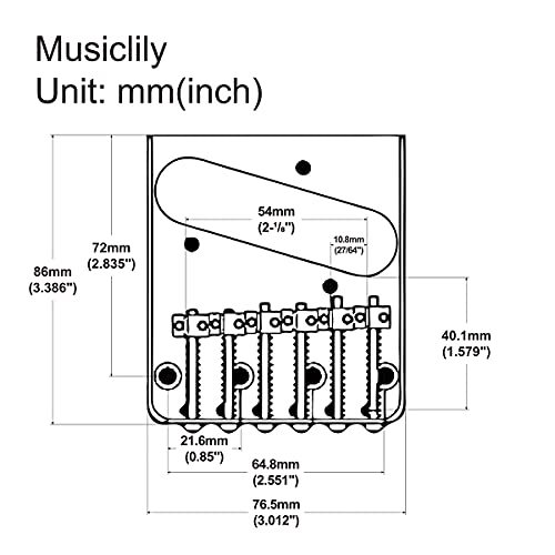 Musiclily Pro 54mm Chevalet Telecaster Vintage 6 Pontets Barrel pour Guitare électrique Style Tele, Chrome - Les Beatles, Paul McCartney, John Lennon, RIngo Starr, George Harrison Musiclily Pro 54mm Chevalet Telecaster Vintage 6 Pontets Barrel pour Guitare électrique Style Tele, Chrome – Image 3