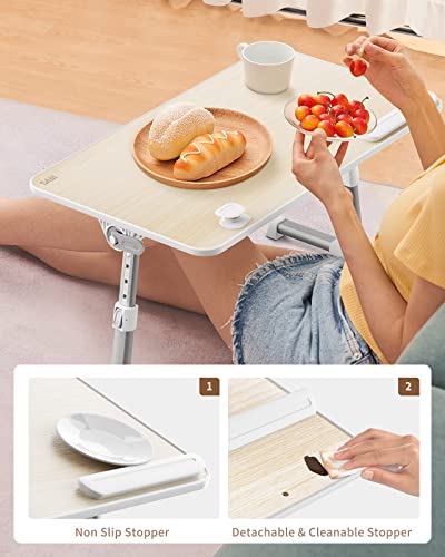 Image of SAIJI [Large Size] Laptop Bed Tray Table, Adjustable Laptop Stand, Portable Lap Desks with Foldable Legs, Notebook Standing Breakfast Reading Desk for Sofa Couch Floor (Teak) | for Sofa Couch Floor Working Studying Reading Writing Eating,Fit Up to 17 inch Laptop(Large,Teak)