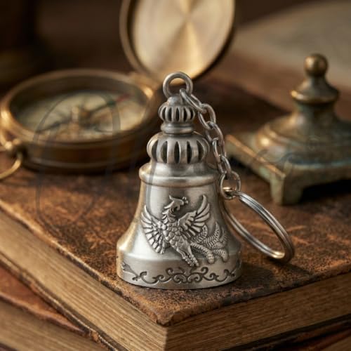 Image of OTTAVO Guardian Bell Keychain, Oxidized Copper, Tibetan Style, 5 cm Height, Good Luck Charm