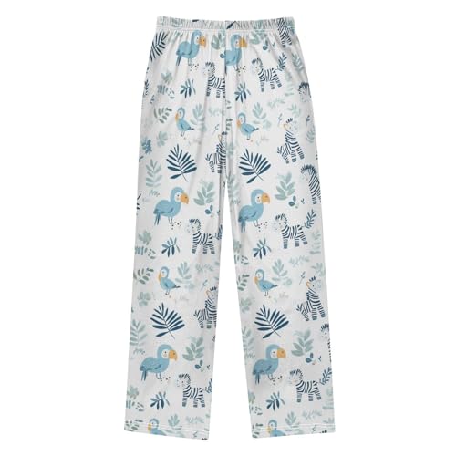 Adorable Zebras Parrots Boys Pants Girl Sleep Pants Long Trousers Elastic Waist Lounge Bottoms S2