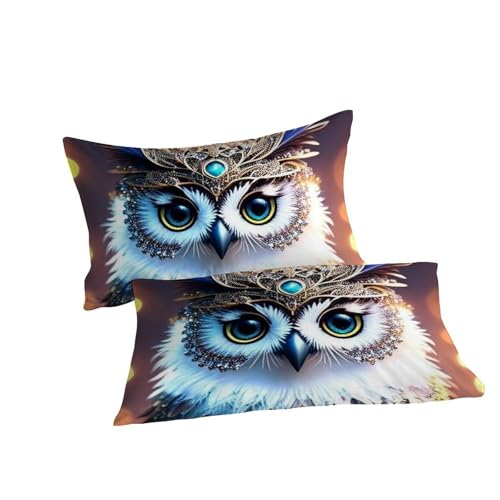 Parure de lit 100% coton Super King La Chouette motif impression 3D premium - 7