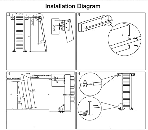 Sliding Library Ladder Hardware Kit - Round Tube Rails with Rollers, Smooth & Quiet Sliding, Easy Installation for Attics, Libraries, Studies - Mobile Rolling Ladder System