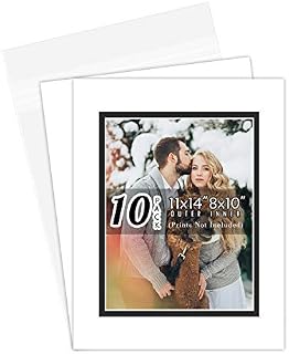 Golden State Art, Double Picture Mats with White Core Bevel Cut for 8X10