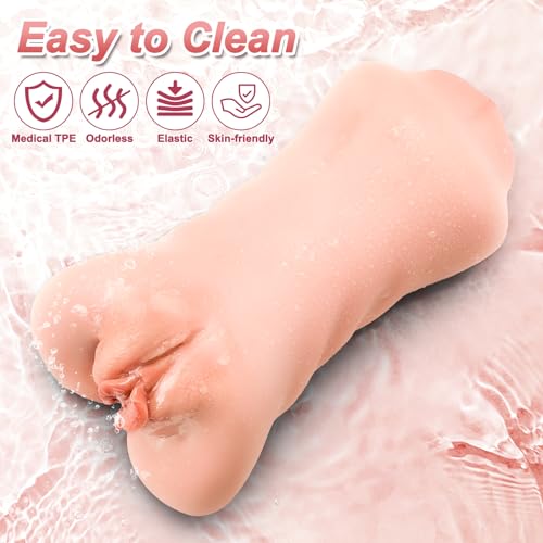 Image of 3 in 1 Pocket Pussy Male Masturbator - Adult Sex Toys for Men Penis Stimulation,Male Blowjob Stroker Toy with 3D Realistic Textured Tight Anus & Real Mouth for Man Masturbation Pleasure (Flesh)