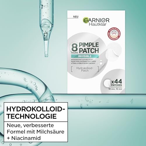 Garnier Hautklar Pimple Patches Invisible, unsichtbare Hydrokolloid Anti Pickel Patches mildern Sichtbarkeit in 8H, XXL Pack mit 44 Stück, gezielt gegen Pickel & Akne
