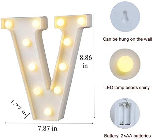 Image of Marquee V Alphabet Shaped LED Light Lamp for Decoration Decore Walls Hanging Birthday Party Wedding (V)