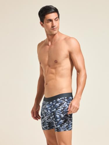 Image of TECHNOSPORT Men's Colorblock Trunks Underwear with ElastoLITE 4 Way Stretch Lightweight Breathable Moisture Wicking Soft Anti Odour Anti Microbial Comfort Fit Boxer Briefs Innerwear for Men