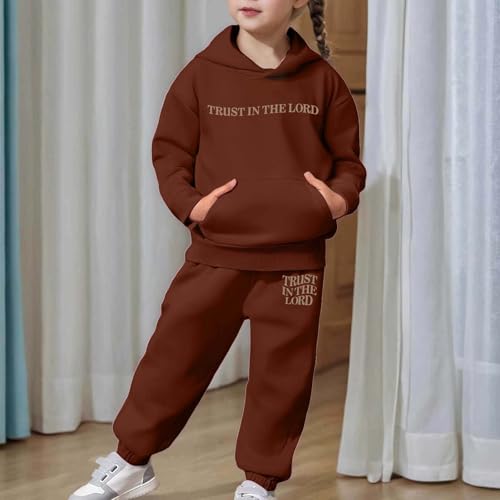 Girls Sweatsuit Set - 2 Piece Trust in The Lord Christian Hoodies Sweatshirt and Sweatpants Athletic Jogger Sets 2-13Years3