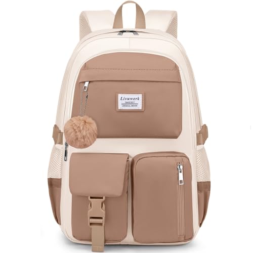 Best Backpacks for College Girl: Stylish, Durable, and Functional Picks 4 FIUAIE Laptop Backpack for Women College Bookbag: 15.6 Inch Student Backpacks Anti Theft Daypack Cute Middle High School Bag Fashion Travel Back Pack Casual Book bag for Teen Girls Khaki Beige