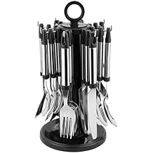 Elegante 24-Piece Stainless Steel Cutlery Set Black And Silver