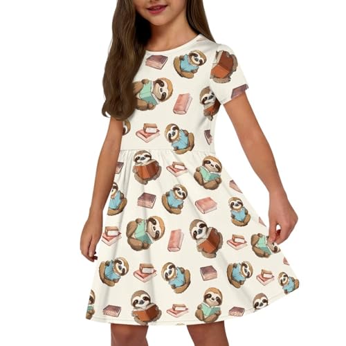 Image of Short Sleeve Dress for Girls with Pockets Cute Toddler Girl Clothes Summer 2-12