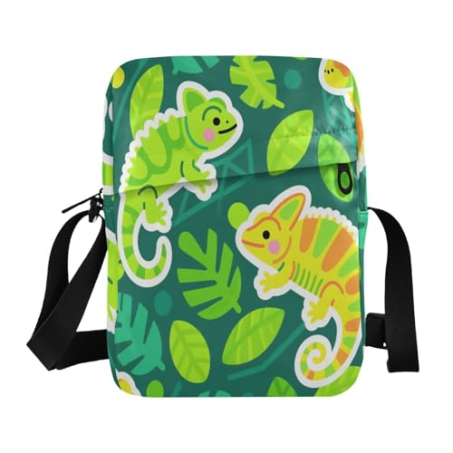 mens messenger bag men shoulder bag Womens Casual Purses Adjustable Strap for business business- Tropical Green Lizard