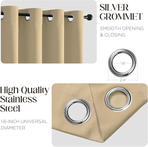 Image of Cortina 80-90% Blackout Solid Window Curtains 5 Feet Set of 2 - Thermal Insulated | Curtain for Living Room | Drapes for Bedroom | (5 Feet, Beige)
