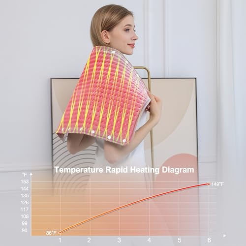 Extra Large Heating Pad, 40"x20" XXL Electric Heating Pad, Relieves Back Pain, 6 Quick Heat Settings(86°F-149°F), Auto Shut-Off,Moist Heat Option, Machine Washable - Christmas Gifts, Dad, Mom - Image 5