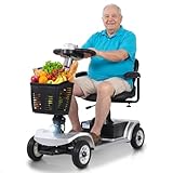 Movcan S-02 4 Wheel Mobility Scooter for Seniors & Adults,419LB Capacity,300W Motor,13 Miles Range,Removable Battery,Foldable, Basket, Heavy Duty Mobility Scooter for Shopping, Park,Travel & Daily Use