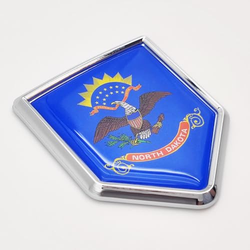 Calcomanías de bandera de Dakota del Norte, pegatinas de parachoques y emblema cromado, 2 piezas
