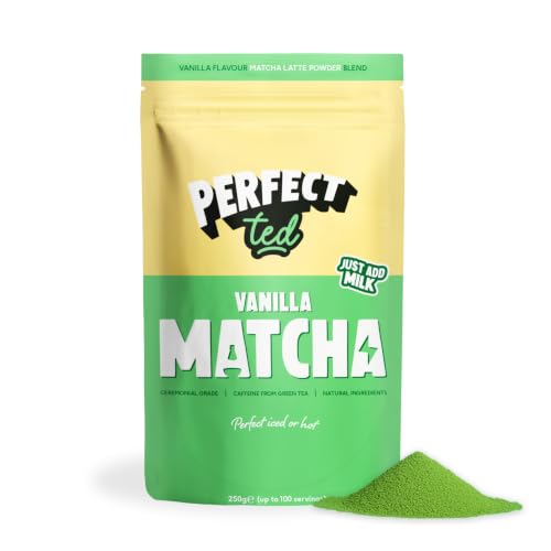 PerfectTed Vanilla Bean Matcha Powder Ceremonial Grade Matcha Bulk Pack Perfect for Sweet Lattes & Smoothies | Premium Matcha Fuel | Vegan | Gluten-Free (250g Vanilla)