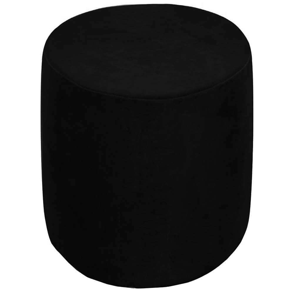 Round Ottoman Slipcover Cover Velvet Small/Large Footstool Protector Covers Stool Ottoman Covers Stretch with Elastic Bottom, Feature Textured Checked Fabric Machine Washable(#17,Diameter:55cm)
