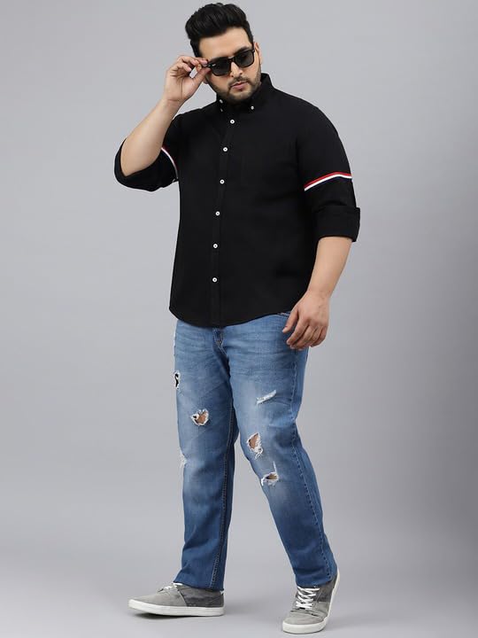 Image of Plus line Men Plus Size Stylish Solid Casual Shirts