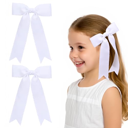 2 unidades de lazos blancos para niñas con pinzas miniatura 1