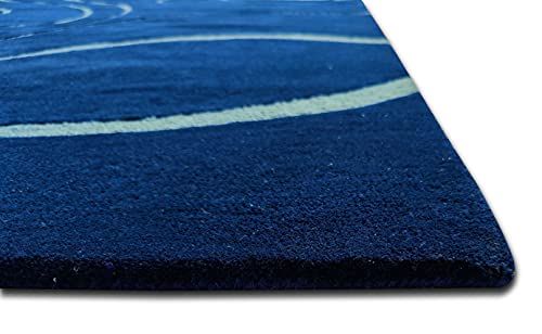 Image of Ocean Wave Modern Carpet for Living Room Bedroom and Hall Size (12 x 15) Feet Color Blue