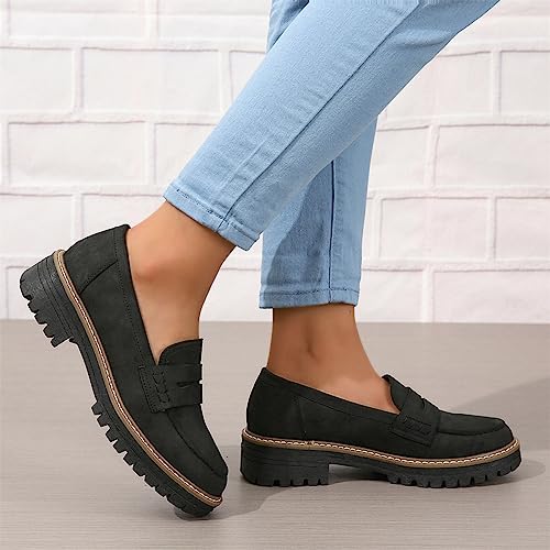 Image of Womens Loafers Shoes Platform Chunky Penny Loafer Lug Sole Comfortable Slip On Work Office Business Casual Dress Shoes, US Size 5-11.5