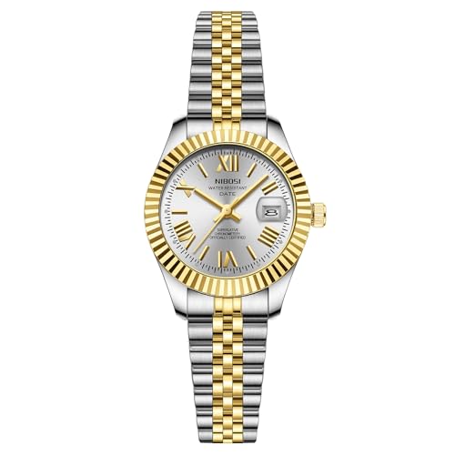 Image of NIBOSI Watches for Woman Analog Quartz Stainless Steel Diamond Rose Gold Green Small Dial Women Watches Classic Wrist Watch Date Waterproof