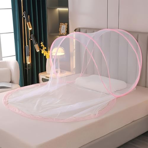 HASTHIP® Head Mosquito Net, Pop Out Bed Anti-Mosquito Hood with Extension Hem & Flexible Frame, Fine Mesh Breathable Upper Body Mosquito Net for Dormitory, Camping, Sleeping, 90x75cm