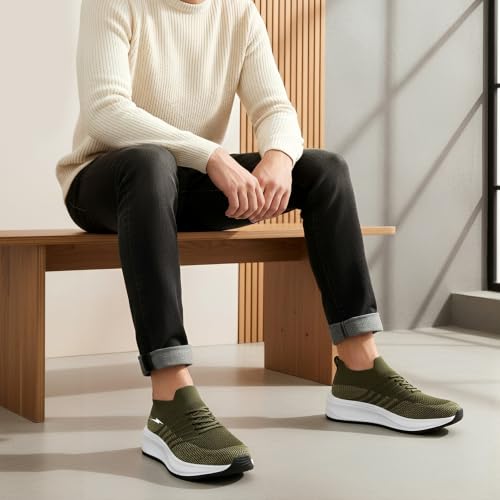 Image of BRUTON Men's Beige & Black Casual Sneaker | Lightweight Cushioned Lace-Up Shoes | Breathable Fashion Footwear for Walking, Travel, College
