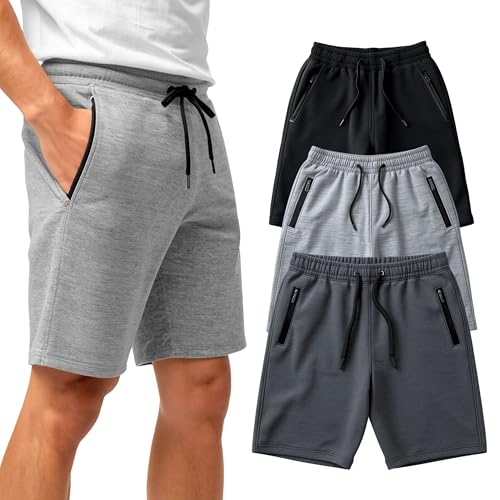 BROOKLYN VERTICAL Mens 3 Pack Fleece Cotton Active Jogger Shorts