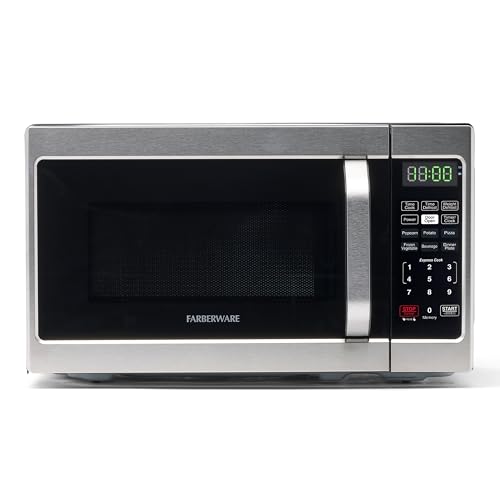 Image of Farberware 0.7 Cu. Ft. Countertop Microwave Oven – 700 Watts Power, Auto Cook Settings, Defrost, Easy Clean and Child Safety Lock - Stainless