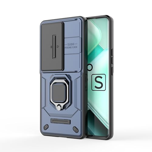 Image of Thermoplastic Polyurethane Camshield Pro Case With Slide Camera Protection And Ring Stand Bumper Back Case Cover For Vivo V40E (Blue)