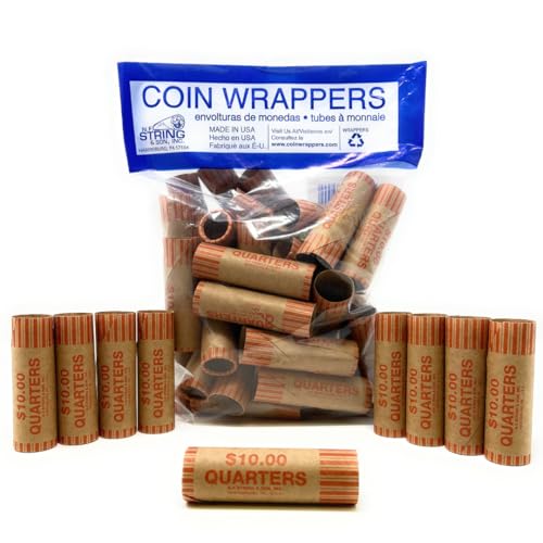 N. F. String & Son Crimped End Preformed Coin Wrappers Bagged 36 Count Quarters
