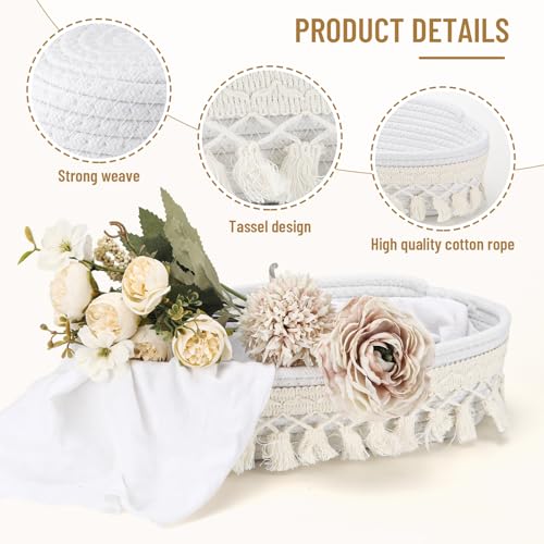 Panier de rangement macramé pour plantes et accessoires de maison beige - 4
