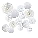 Produktbild 15 Pcs Weiß Laterne Pompons Wabenbälle Fächer Dekoration Set für Party, Hochzeit, Zuhause, Geburtstagsdekoration und Taufe