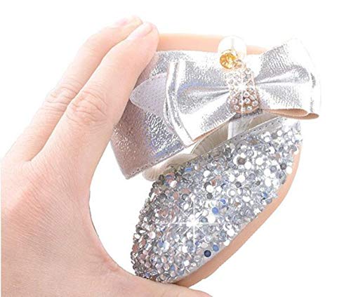 Little Kids Girls Adorable Sparkly Dress Shoes Party Low Heel Pumps Glitter Princess Mary Jane with Bowknot3