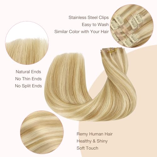 Image of GOO GOO Seamless Clip in Hair Extensions Real Human Hair Remy Extensions