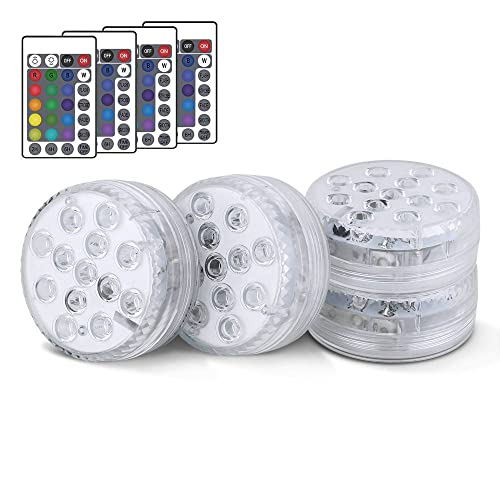 Preisvergleich Produktbild Unterwasser Licht, 13 LED Multi Farbwechsel wasserdichte LED Leuchten, Aktualisierte Version Pool Licht für Vase Base Party Hochzeit Aquarium Teich Schwimmbad Halloween Weihnachten - 4 Stück