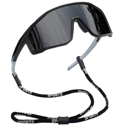 Joopin Oversized Sports Sunglasses Men Women Polarized Wrap Around Sun Glasses UV400 Protection Shades Sunnies (Black)