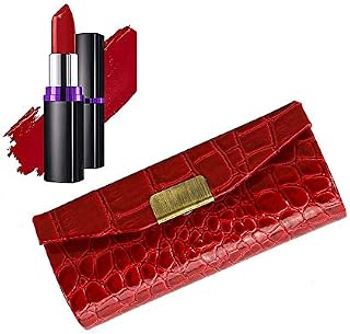Lipstick Case Leather Lipstick Organiser Durable Waterproof Lipstick Holder Button Closure Lipstick Box with Makeup Mirror Cosmetic Storage Kit for Women and GirlsPortable Travel at Home