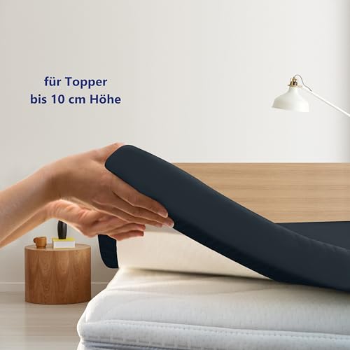 Camry Spannbettlaken Topper 180x200cm Anthrazit Baumwolle Bettlaken Jersey Spannbetttuch Oeko-Tex 100 – Ansicht 2