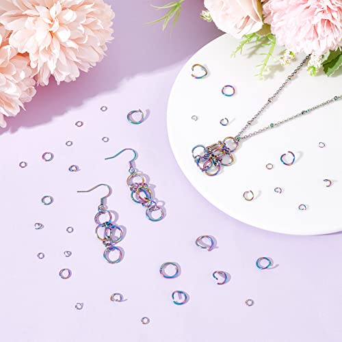 UNICRAFTALE 180Pcs 6 Sizes Rainbow Color 304 Stainless Steel Open Jump Rings Round Ring Inner Diameter 2.5~7mm Open Jump Rings Metal Rings for Bracelet Necklace Jewlery Making - Image 2