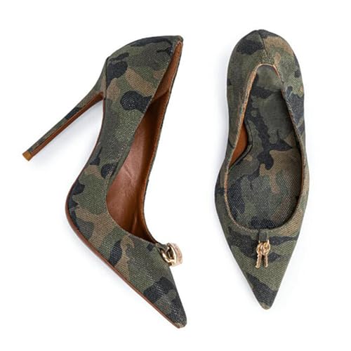 Sexy Camouflage Women's Fashion Stiletto Pumps with Metal Decoration, Sweet Ponited Toe Elegant High Heels for Party, Banquet and Weding,8.5,Camouflage